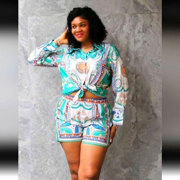 Colorful Patterned Two-Piece Set - Picture 1 of 4